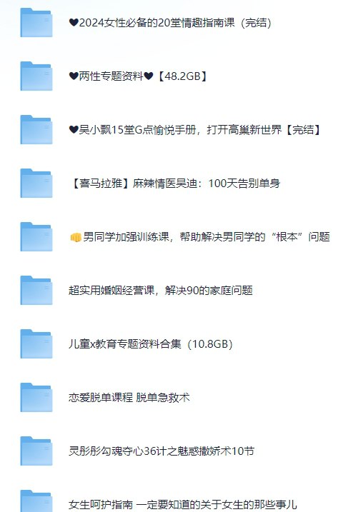 网盘资源收藏(夸克) - 【男生女生必备情感课程】新两性专题资料大合集