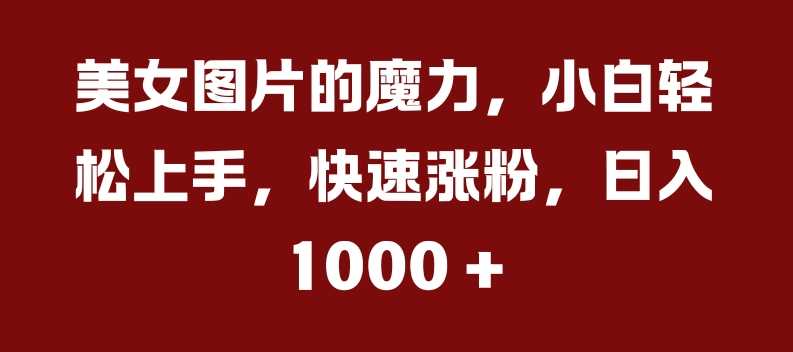 夸克云盘发布频道 - 美女图片的魔力，小白轻松上手，快速涨粉，日入几张【揭秘】