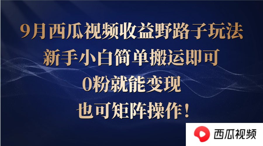 夸克云盘发布频道 - 西瓜视频收益野路子玩法，新手小白简单搬运即可，0粉就能变现