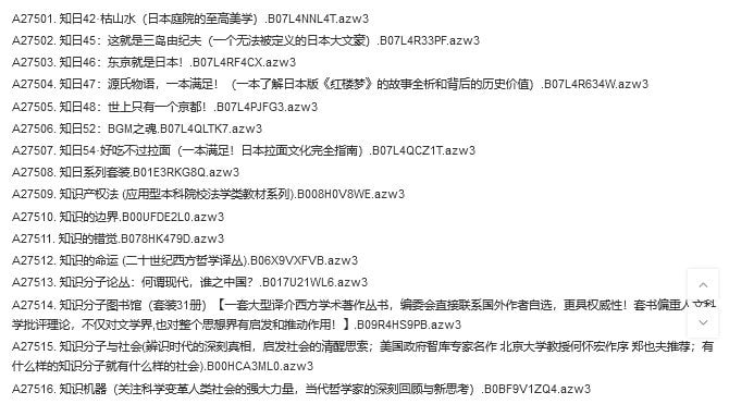 网盘资源收藏(夸克) - 《亚马逊原版电子书》上新 序号A27501--A28000 共500本[azw3]